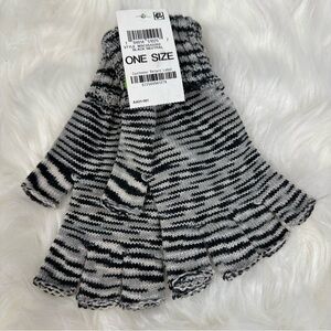 Style & Co. Fingerless Gloves Black White Marled Space-Dyed Knit One Size NWT
